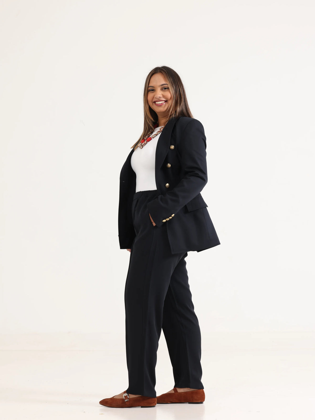 Loose Silky Pants Dark Navy