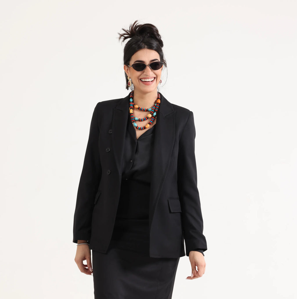 Slim Fit Blazer Black - حرّة