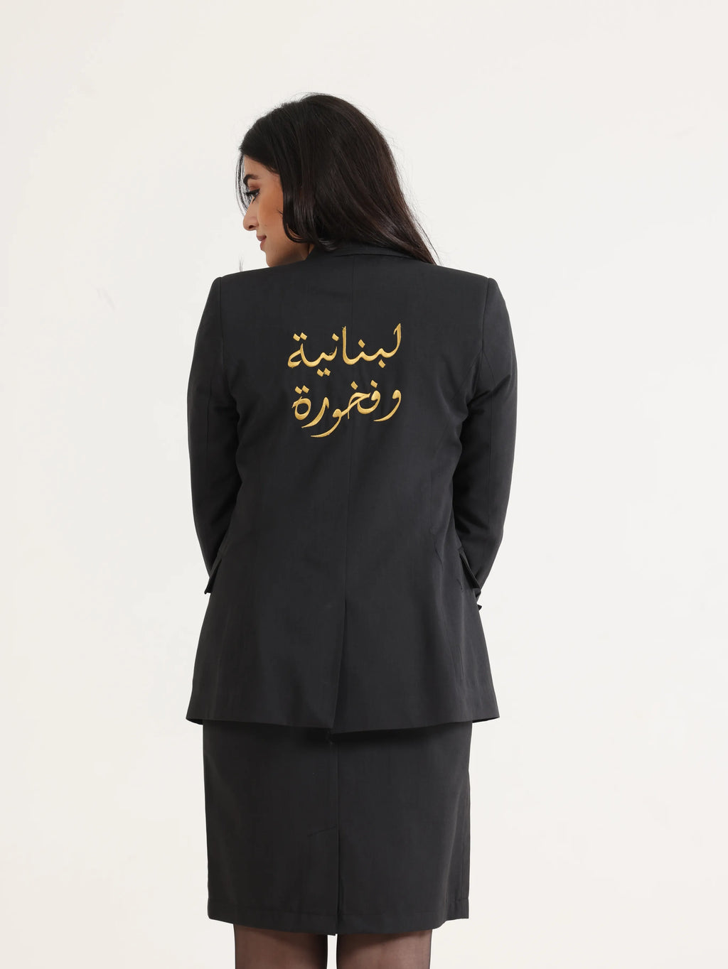 Slim Fit Blazer Dark Grey - لبنانية وفخورة