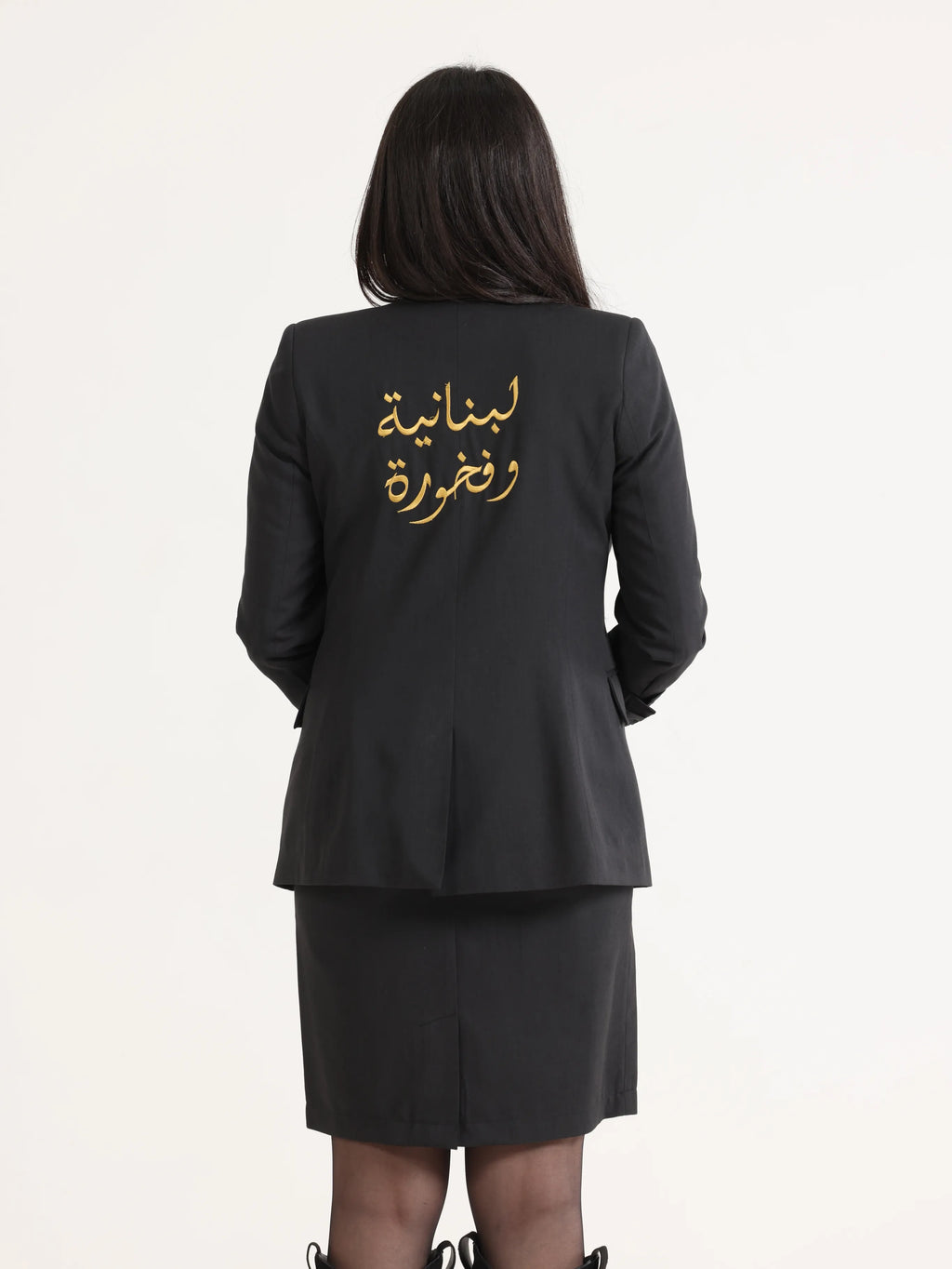 Slim Fit Blazer Dark Grey - لبنانية وفخورة