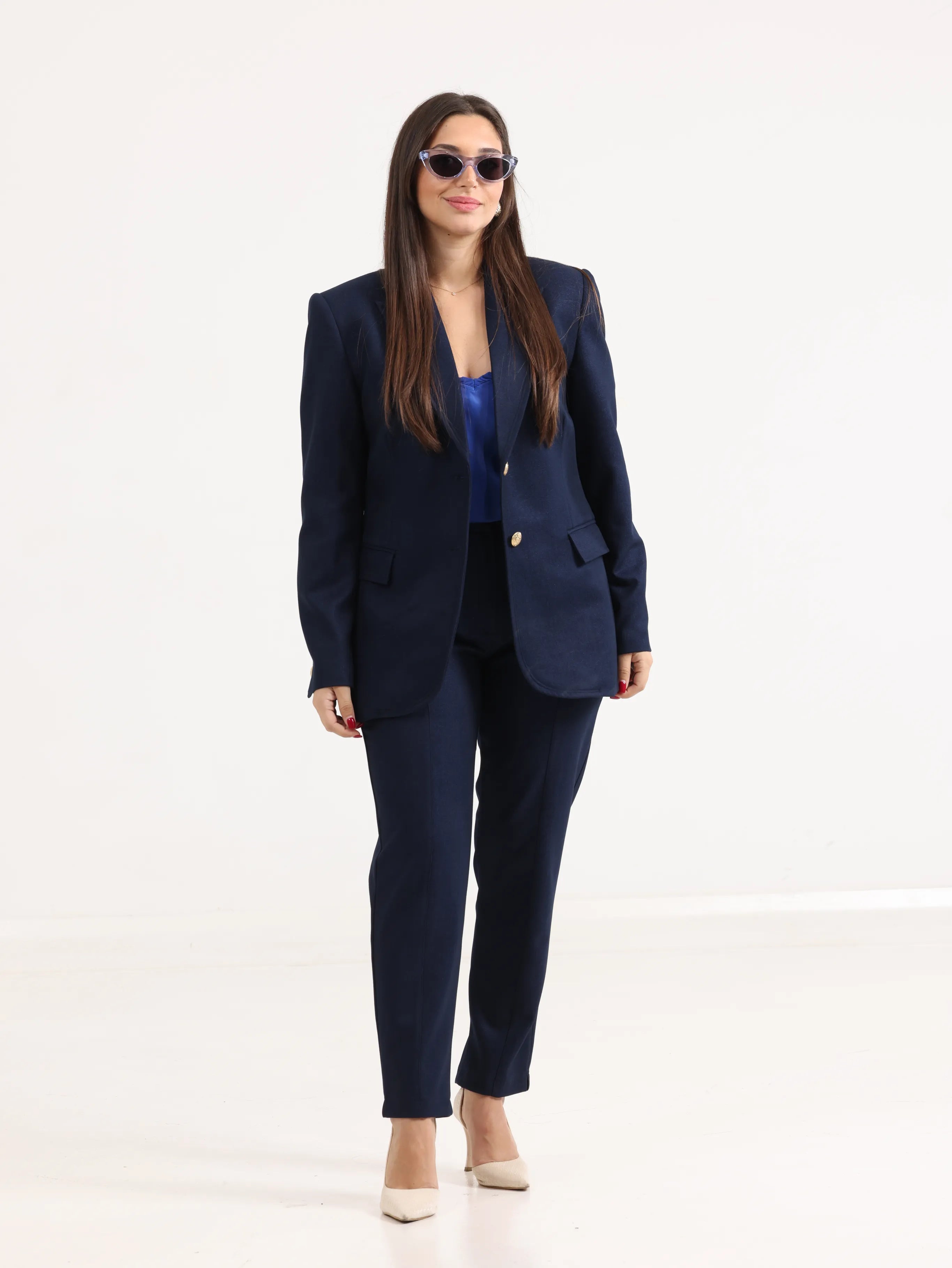 Straight Slim Pants Dark Navy