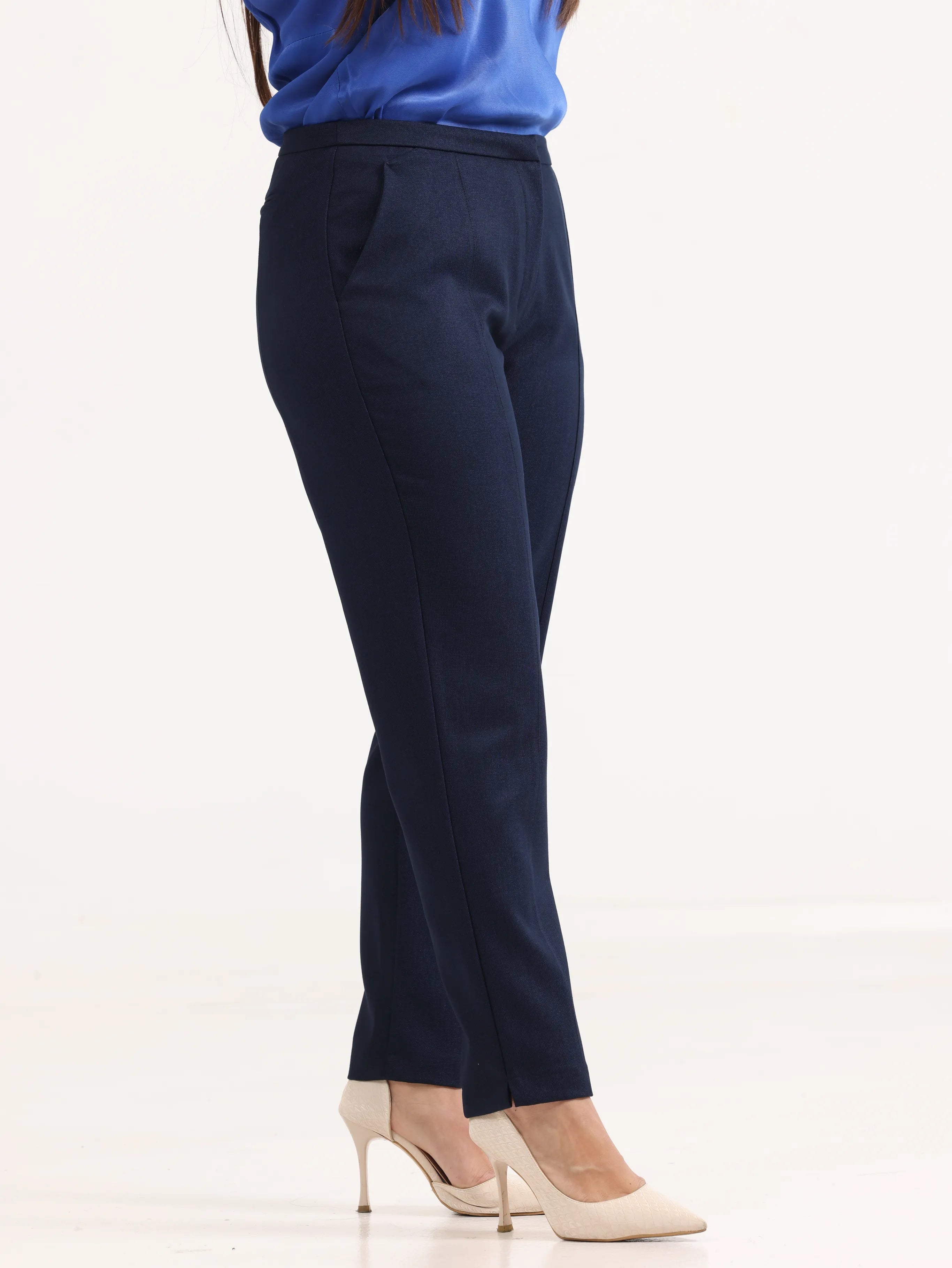 Straight Slim Pants Dark Navy