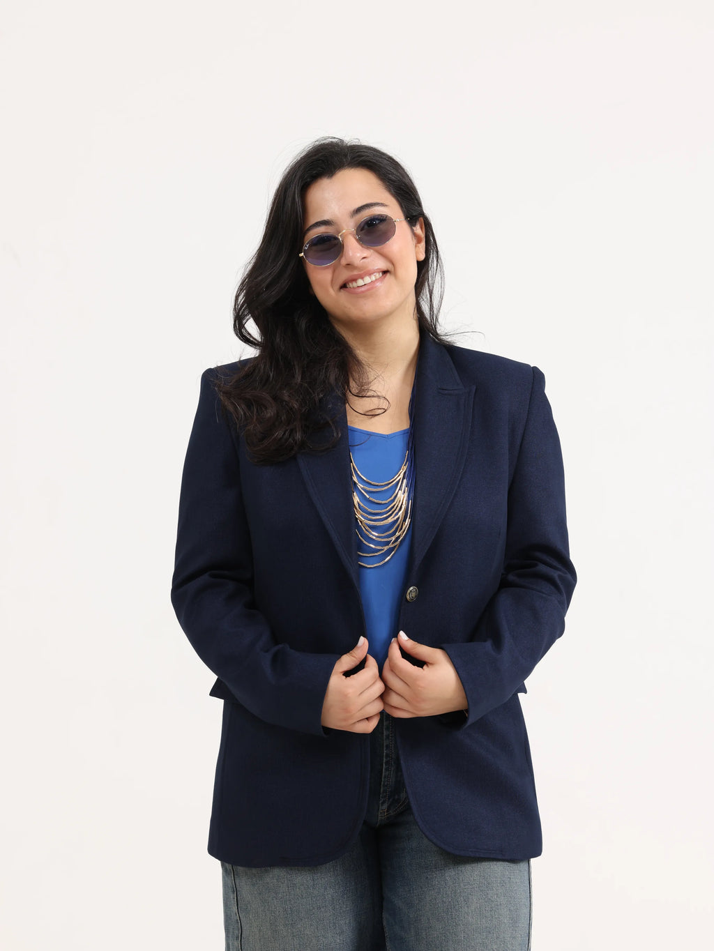 Slim Regular Blazer Dark Navy - بحبك داعم