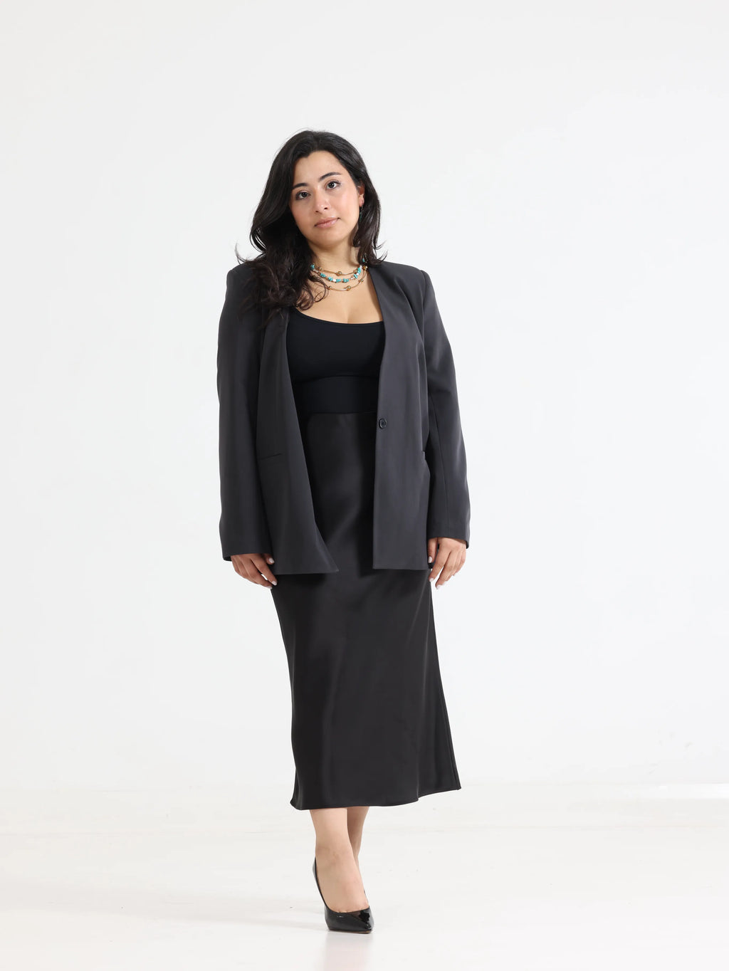 Oversized Loose Blazer Grey - لِبيروت