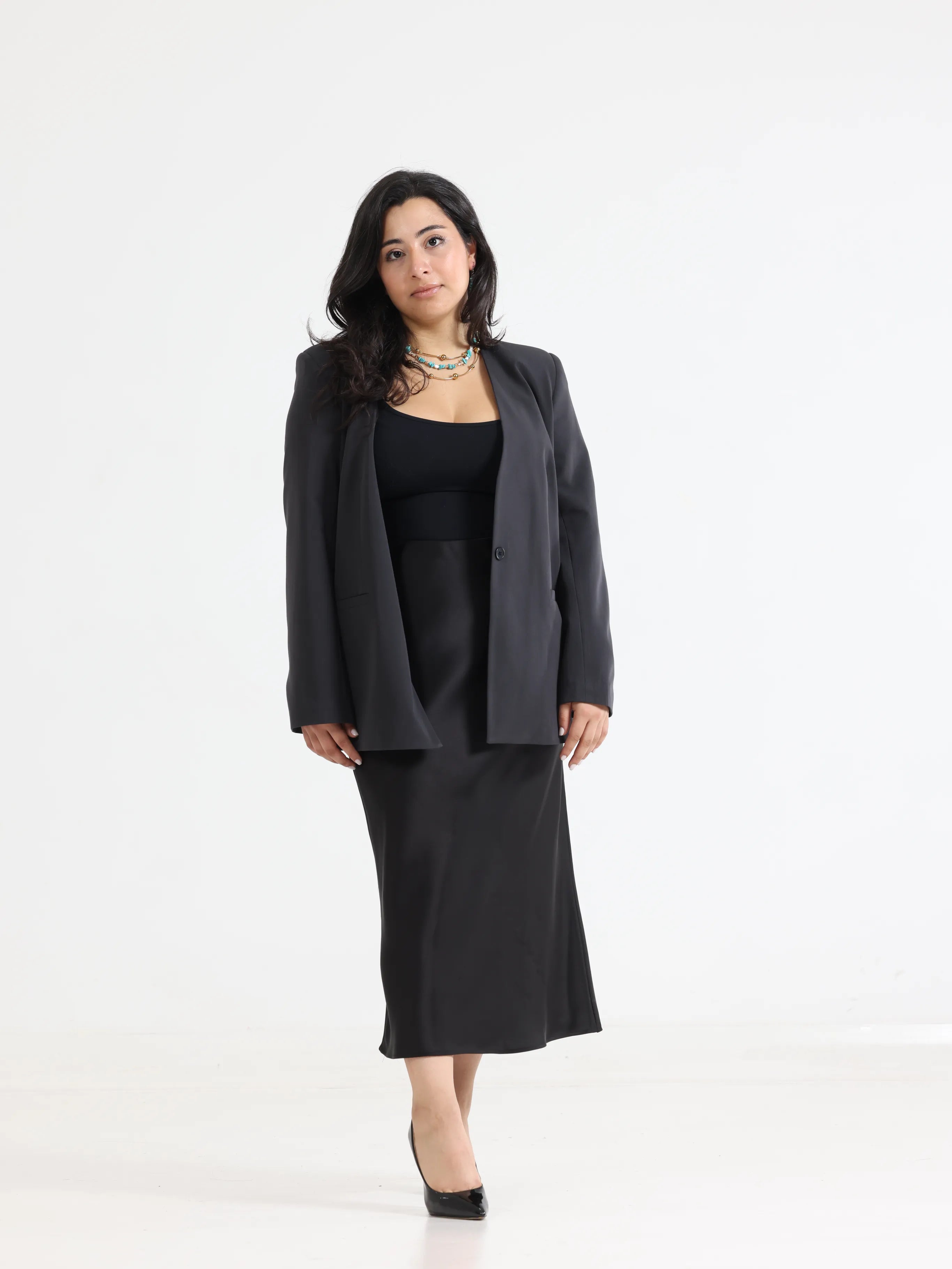 Oversized Loose Blazer Grey - لِبيروت