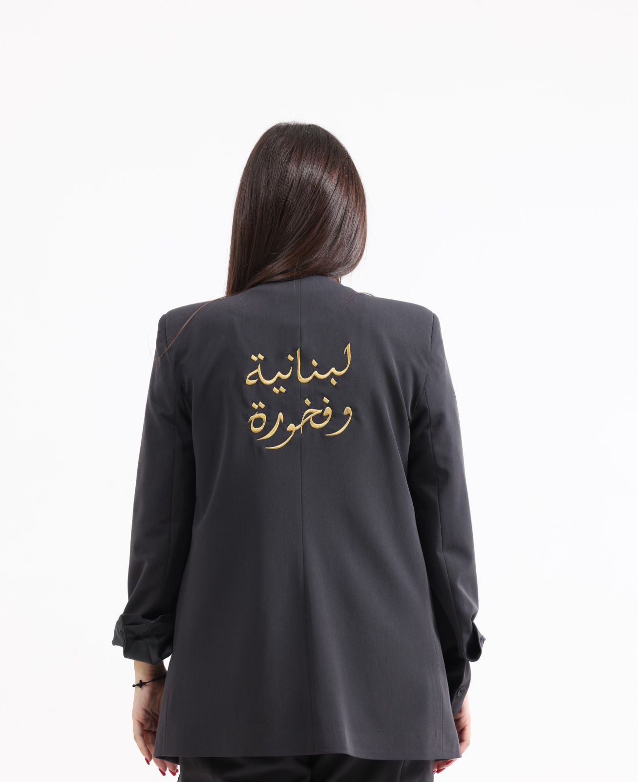 Oversized Loose Blazer Grey - لبنانية وفخورة