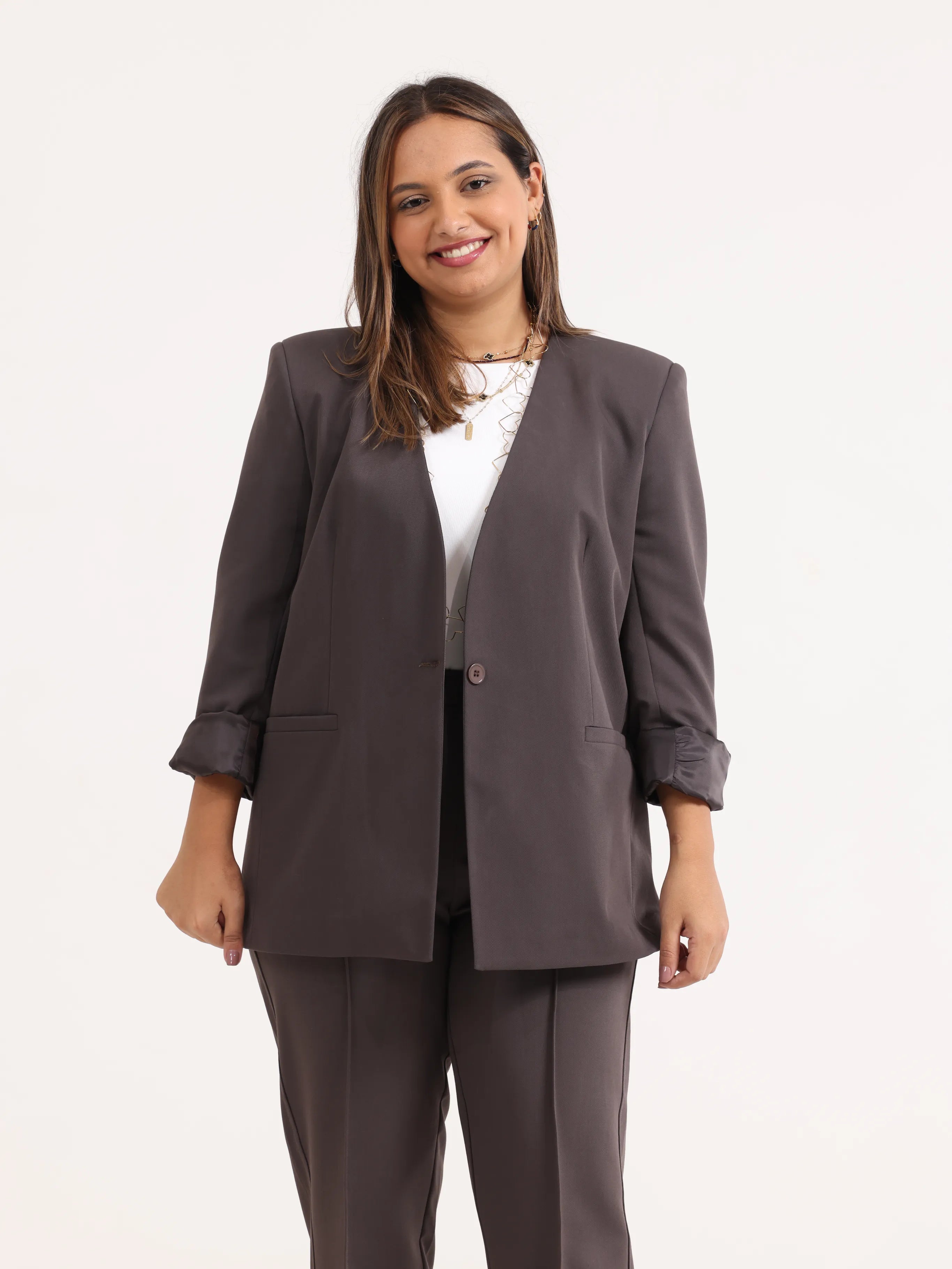 Oversized Loose Blazer Khaki - فنجان قهوة وقرار