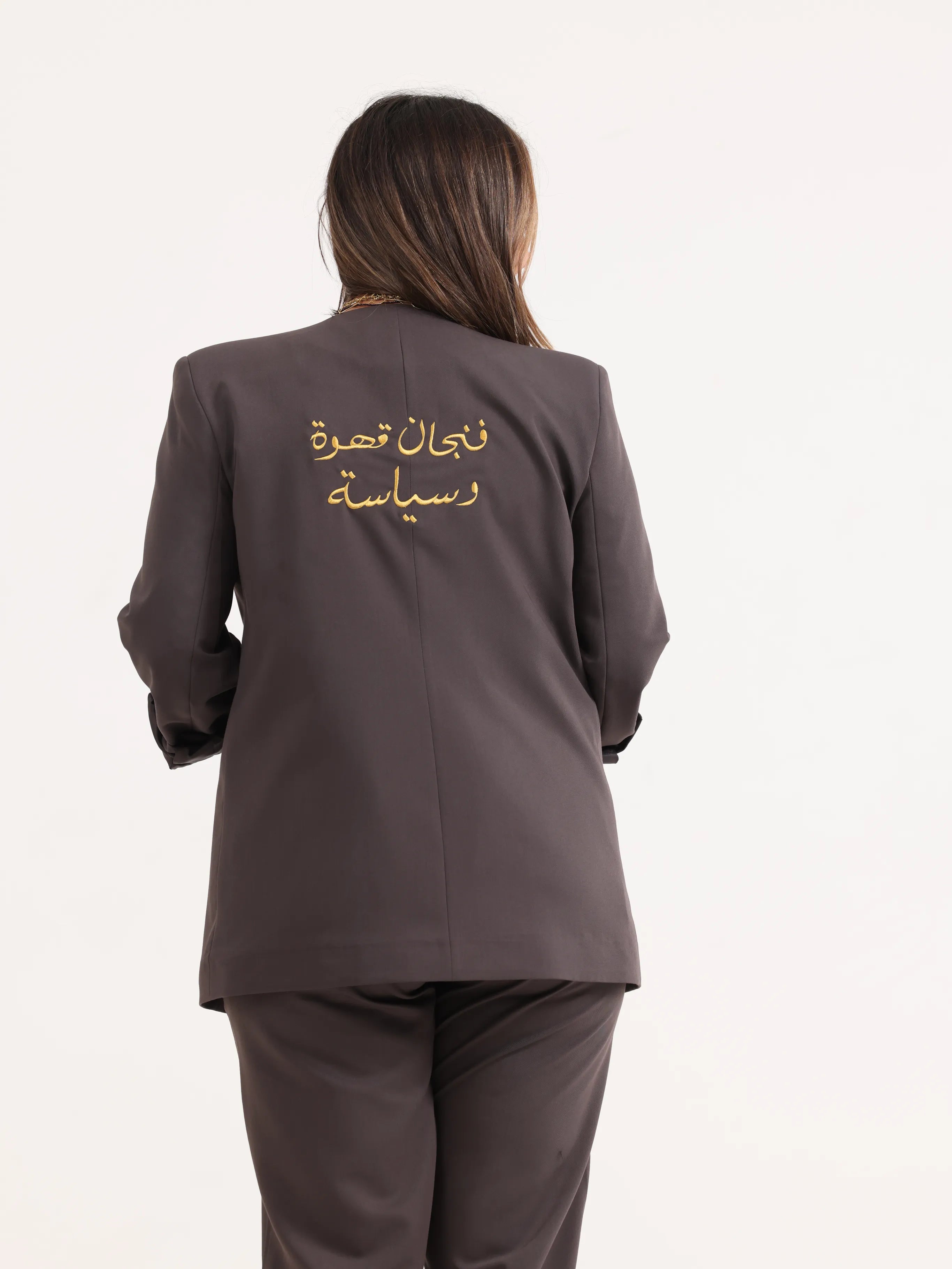 Oversized Loose Blazer Khaki - فنجان قهوة وقرار