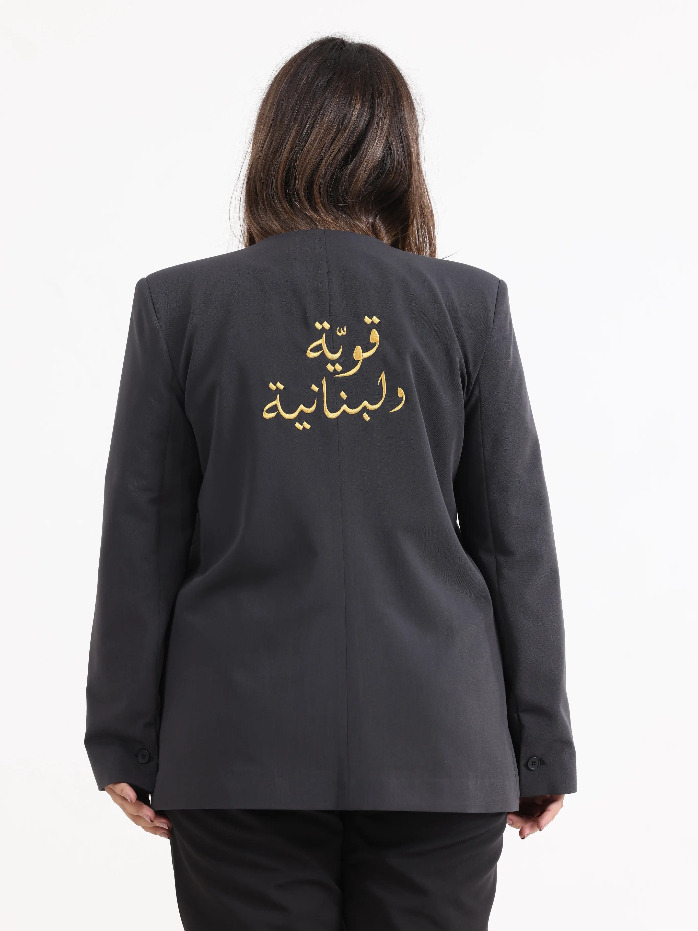 Oversized Loose Blazer Grey - قوية ولبنانية