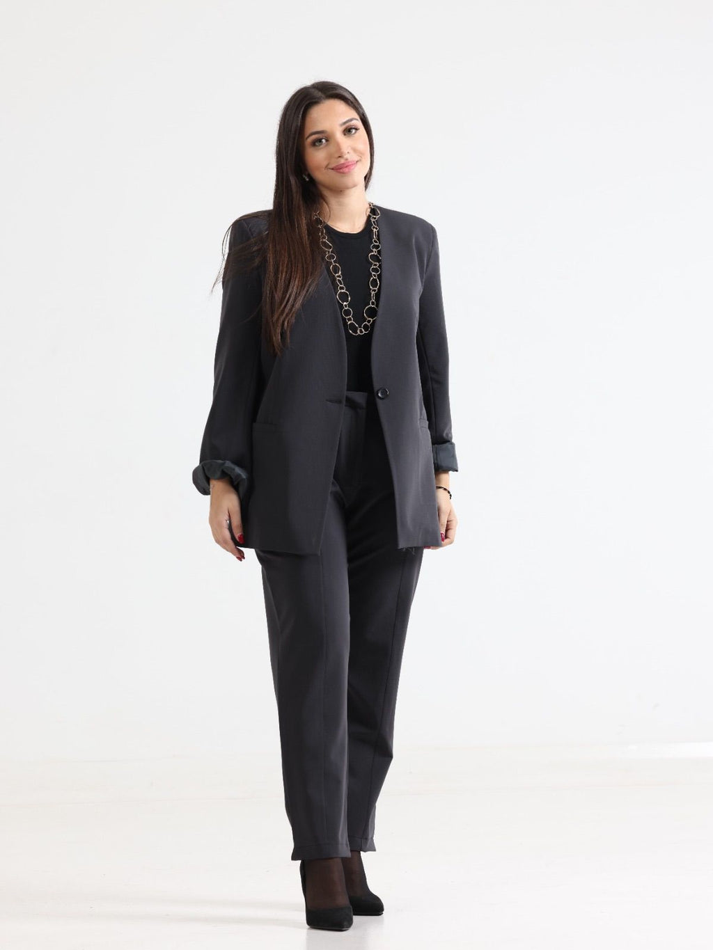 Oversized Loose Blazer Grey - لبنانية وفخورة